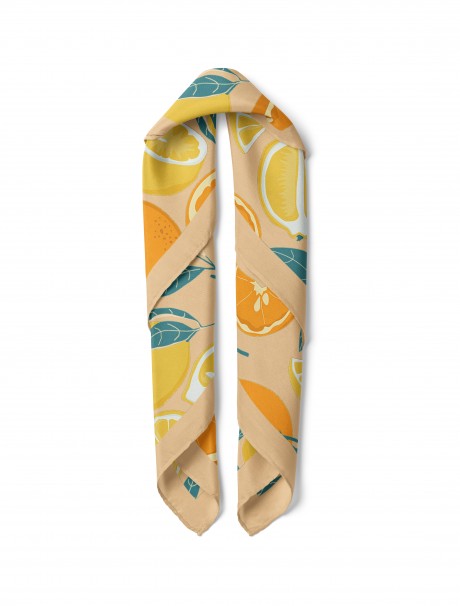 Portakal & Limon Desen Fular Bandana 50x50 Cm