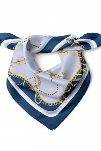 Altın Zincir & Deniz Motifleri Desen Fular Bandana 50x50 Cm