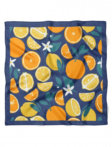 Portakal & Limon Desen Fular Bandana 50x50 Cm