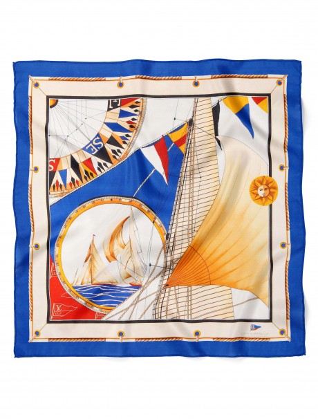 Denizci Ruhu Pusula & Yelkenli Desen Fular Bandana 50x50 Cm