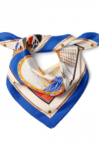 Denizci Ruhu Pusula & Yelkenli Desen Fular Bandana 50x50 Cm