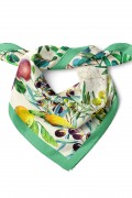 Akdeniz Bahçesi Limon, Zeytin ve Çini Desen Fular Bandana 50x50 Cm