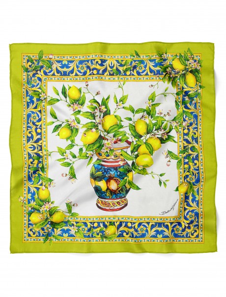 Osmanlı Esintisi & Limon Dalları & Çini Motifleri Desen Fular Bandana