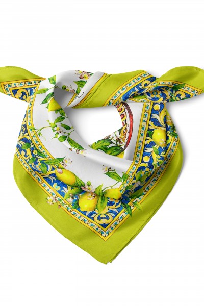 Osmanlı Esintisi & Limon Dalları & Çini Motifleri Desen Fular Bandana