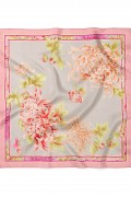 Pembe Krizantem Bahçesi Desen Fular Bandana 50x50 Cm