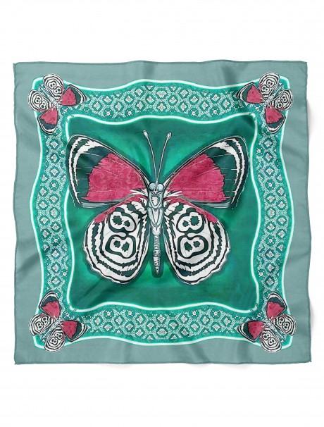 Zarif Kelebek Desen Fular Bandana 50x50 Cm