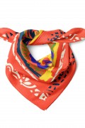Etnik Çizgilerle Çiçek Aşkı Desen Fular Bandana 50x50 Cm