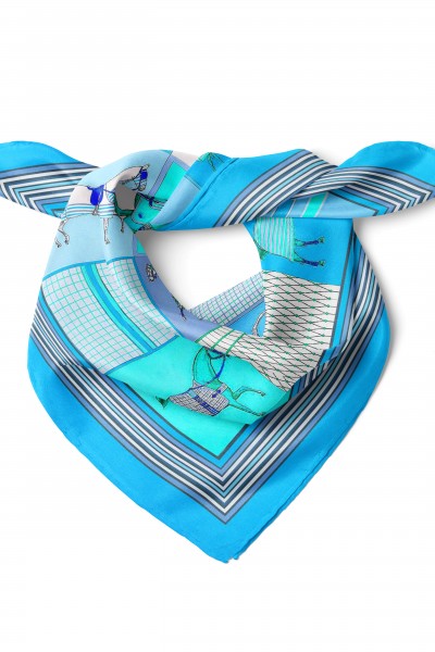 Mavinin Zarif Atları Desen Fular Bandana 50x50 Cm