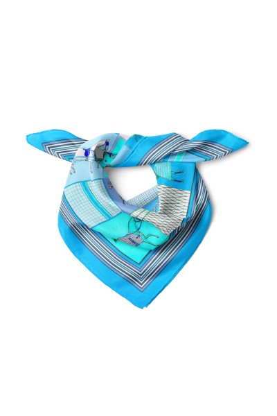 Mavinin Zarif Atları Desen Fular Bandana 50x50 Cm