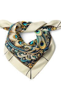 Tavus Kuşunun Asaleti Desen Fular Bandana 50x50 Cm