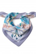Mavi Lilyum Zarafeti Desen Fular Bandana 50x50 Cm