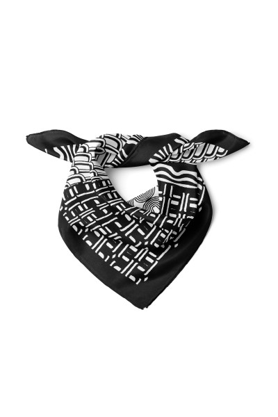 Monokrom Geometrik Desen Fular Bandana 50x50 Cm