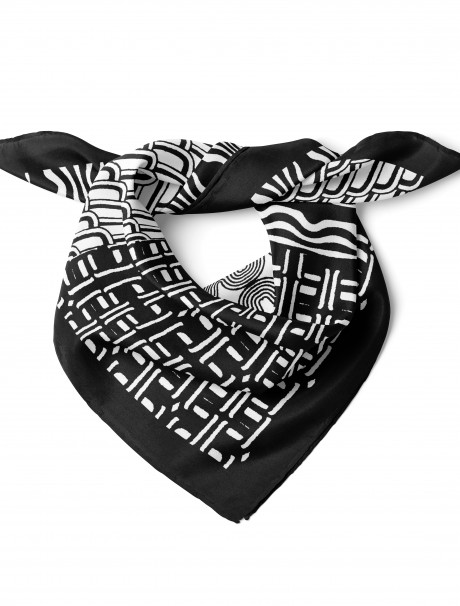 Monokrom Geometrik Desen Fular Bandana 50x50 Cm