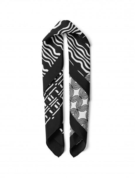 Monokrom Geometrik Desen Fular Bandana 50x50 Cm