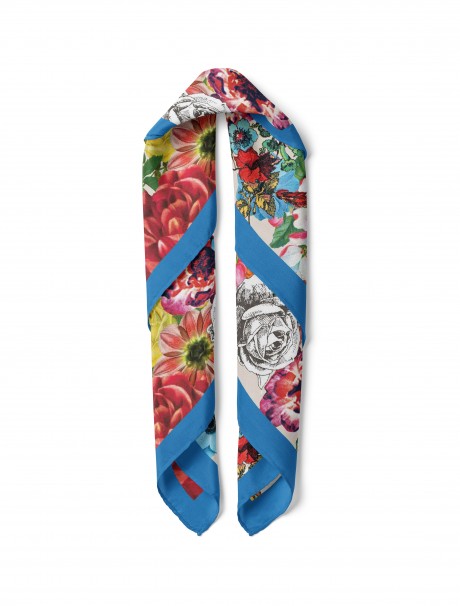 Baharın Renkli Dansı Desen Fular Bandana 50x50 Cm