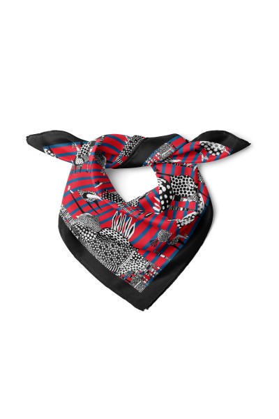 Zürafa ve Deve Kuşu Desen Fular Bandana 50x50 Cm