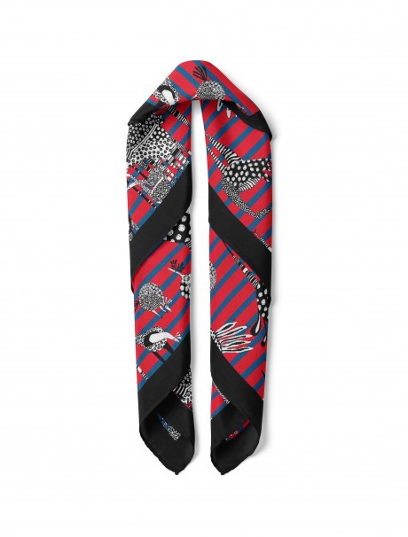 Zürafa ve Deve Kuşu Desen Fular Bandana 50x50 Cm