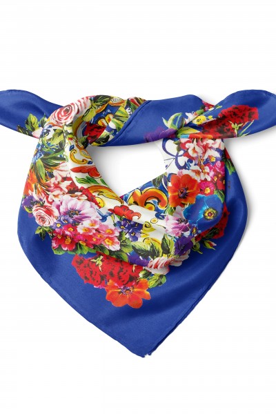 Çiçekli Seramik Desen Fular Bandana 50x50 Cm
