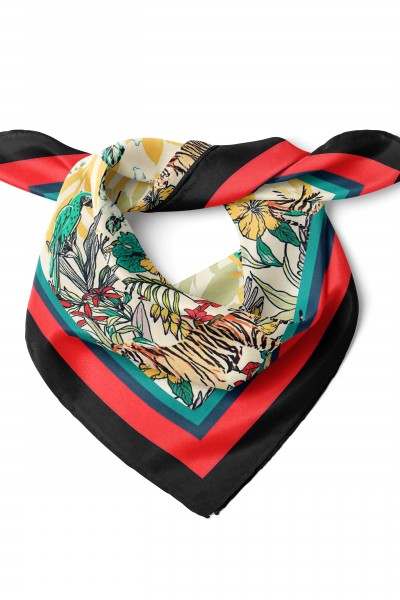 Tropikal Vahşi Desen Fular Bandana 50x50 Cm