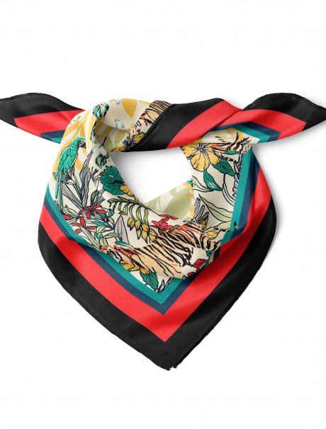 Tropikal Vahşi Desen Fular Bandana 50x50 Cm