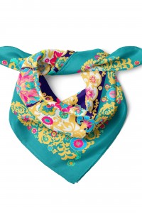Altın Çiçeklerin Dansı Desen Fular Bandana 50x50 Cm