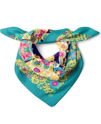 Altın Çiçeklerin Dansı Desen Fular Bandana 50x50 Cm