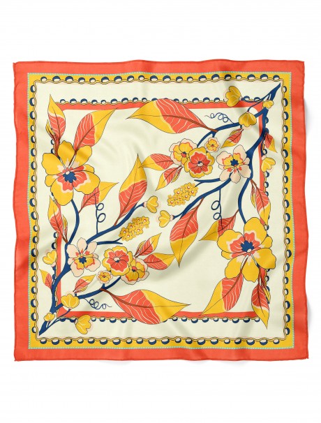 Güneşli Çiçekle Desen Fular Bandana 50x50 Cm