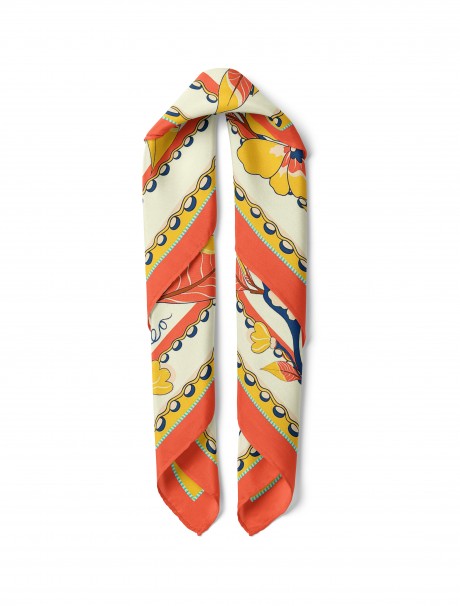 Güneşli Çiçekle Desen Fular Bandana 50x50 Cm
