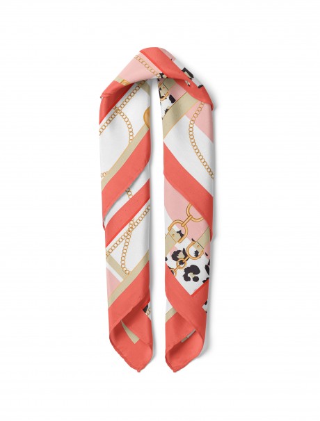 Zincir & Leopar Şıklığı Desen Fular Bandana 50x50 Cm
