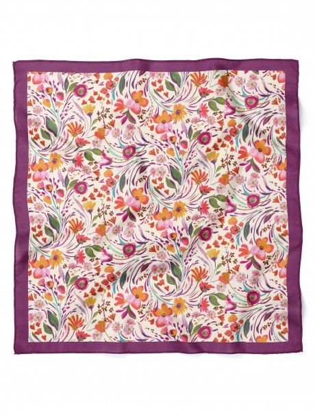 Renkli Çiçek Bahçesi Desen Fular Bandana 50x50 Cm
