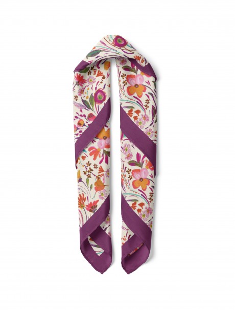 Renkli Çiçek Bahçesi Desen Fular Bandana 50x50 Cm
