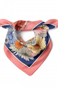 Renkli Çiçek Bahçesi Desen Fular Bandana 50x50 Cm
