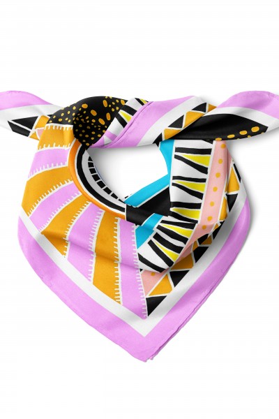 Geometrik Ritim Desen Fular Bandana 50x50 Cm