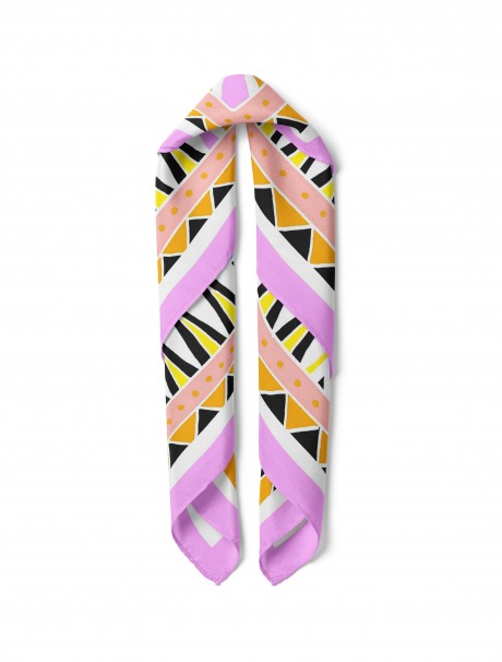 Geometrik Ritim Desen Fular Bandana 50x50 Cm
