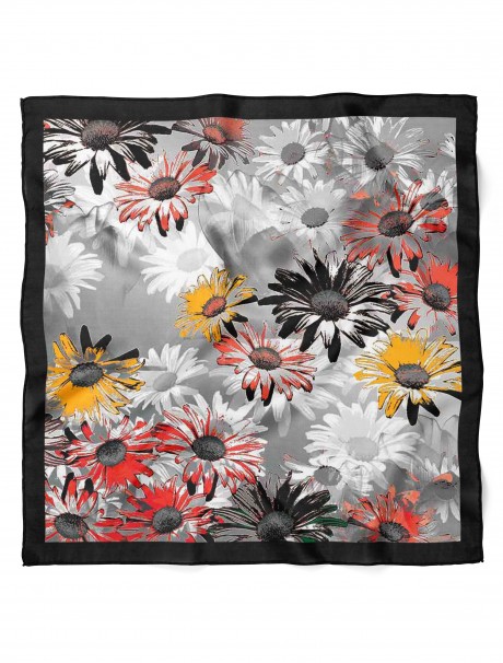 Renkli Papatyalar Desen Fular Bandana 50x50 Cm
