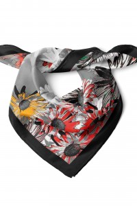 Renkli Papatyalar Desen Fular Bandana 50x50 Cm