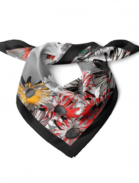 Renkli Papatyalar Desen Fular Bandana 50x50 Cm