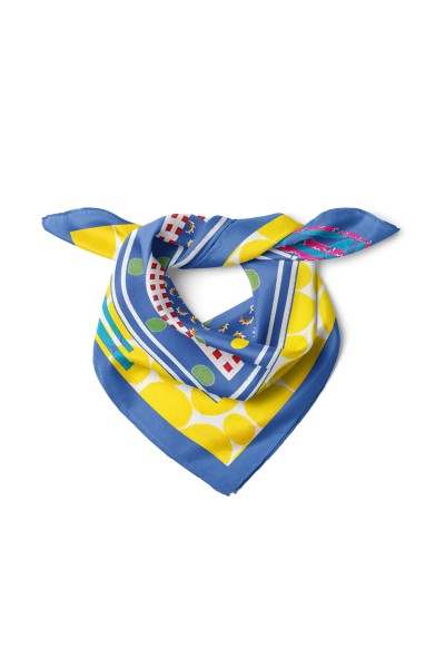 Renkli Geometri ve Neşeli Dokunuş Desen Fular Bandana 50x50 Cm