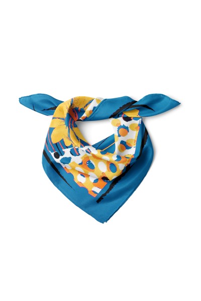 Neon Bahar Çiçekleri Desen Fular Bandana 50x50 Cm