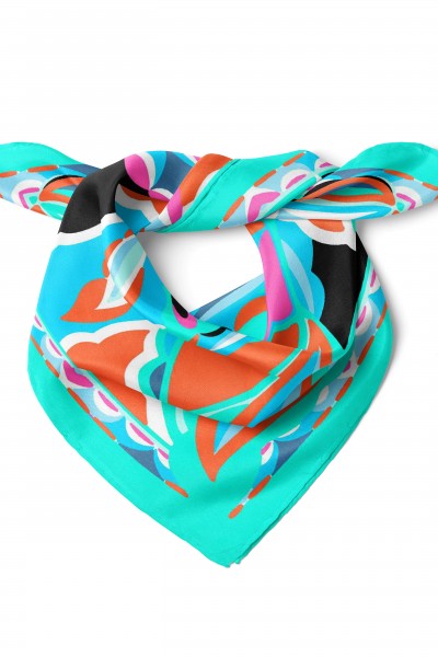 Tropikal Yaprak Senfonisi Desen Fular Bandana 50x50 Cm