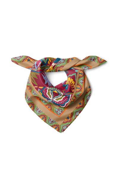 Tropik Çiçek Bahçesi Desen Fular Bandana 50x50 Cm