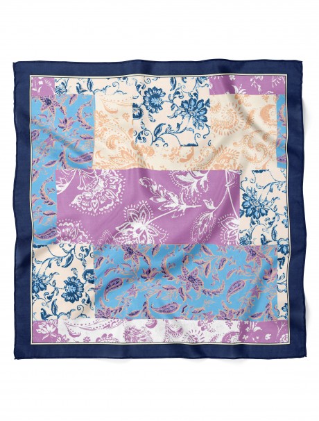 Romantik Patchwork Bahar Desen Fular Bandana 50x50 Cm