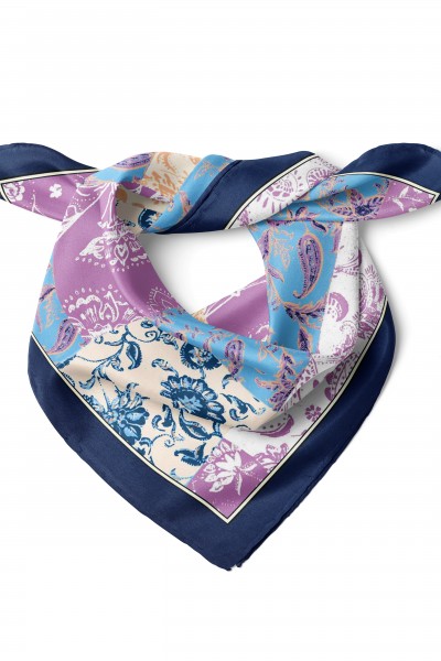 Romantik Patchwork Bahar Desen Fular Bandana 50x50 Cm