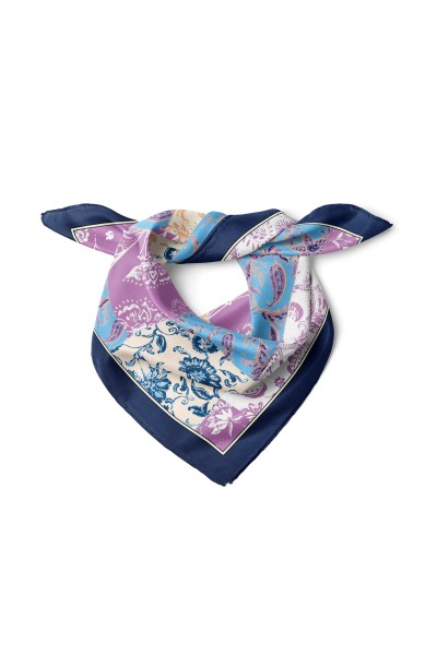 Romantik Patchwork Bahar Desen Fular Bandana 50x50 Cm
