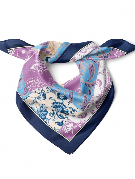 Romantik Patchwork Bahar Desen Fular Bandana 50x50 Cm