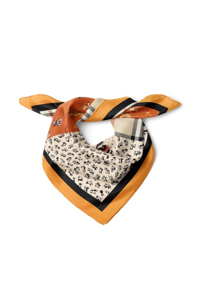Sevimli Patiler ve Ekose Desen Fular Bandana 50x50 Cm