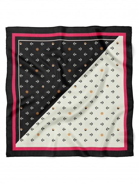 Çapa ve Dümen Desen Fular Bandana 50x50 Cm