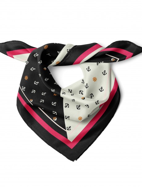 Çapa ve Dümen Desen Fular Bandana 50x50 Cm
