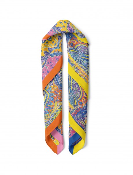 Renkli Şal Esintisi Desen Fular Bandana 50x50 Cm