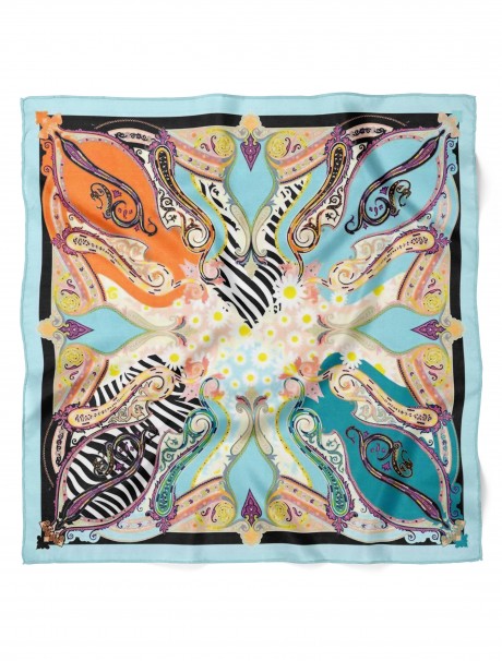 Pastel Barok Çiçekler Desen Fular Bandana 50x50 Cm